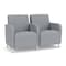 Lesro Siena Lounge Reception 2 Seat Tandem Seating, Brushed Steel, RS Fog Upholstery SN2103 - alternate 1